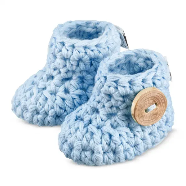 MAYLILY 100% Organic Cotton Baby Booties - Light Blue