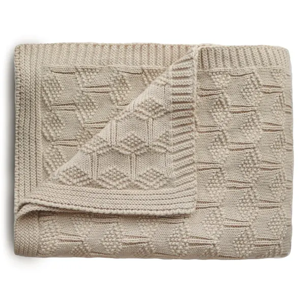 Mushie Knitted Honeycomb Baby Blanket (Beige)