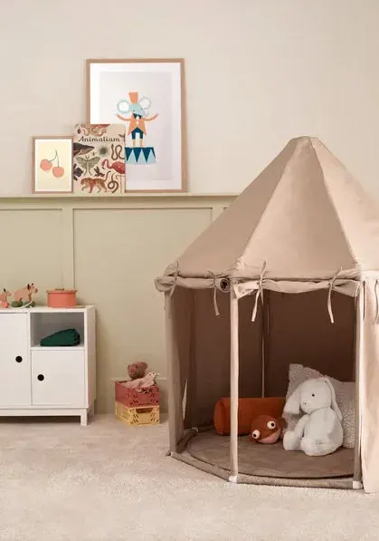 Kids Concept Pavilion Tent with Round Cotton Playmat Beige 2