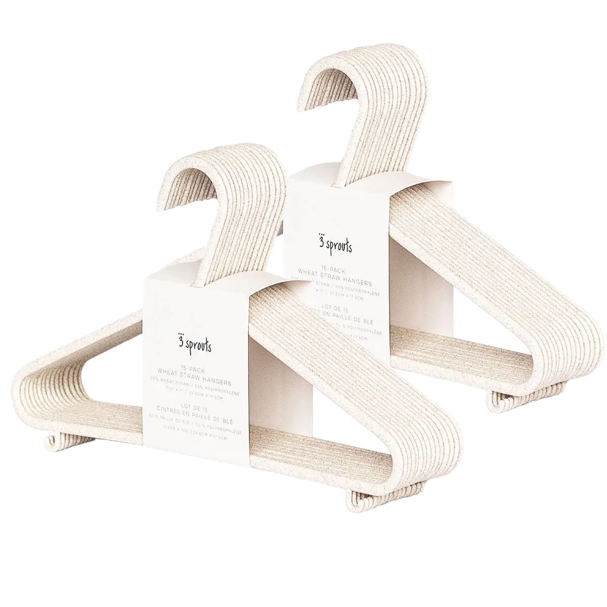 3 Sprouts speckled cream wheat straw hangers (15 per set) 3 Sprouts speckled cream wheat straw hangers (15 per set)
