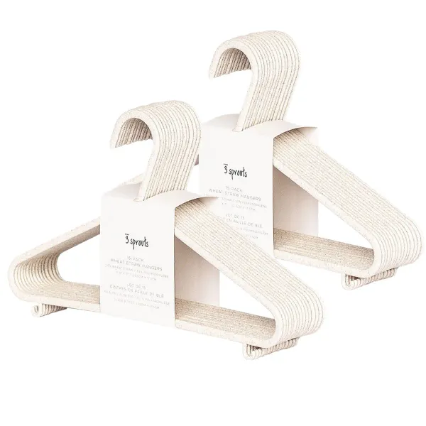 3 Sprouts speckled cream wheat straw hangers (15 per set)