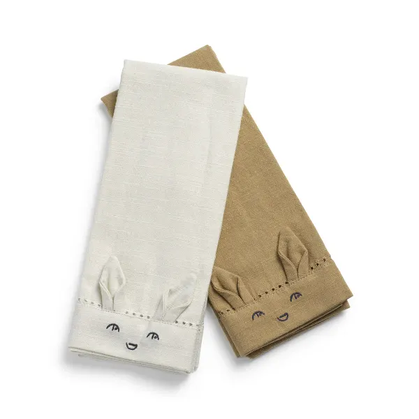 ELODIE - Baby Napkins 2 pieces - Lily White/Warm Sand