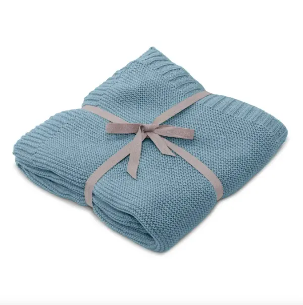 Vanilla Copenhagen Knitted 100% ORGANIC Cotton Blanket - Misty Blue Vanilla Copenhagen Knitted 100% ORGANIC Cotton Blanket - Misty Blue