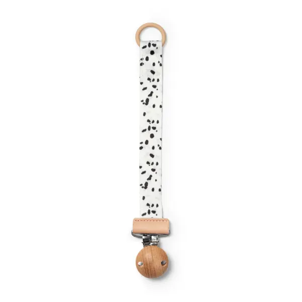 Elodie Pacifier Clip Wood - Dalmatian Dots