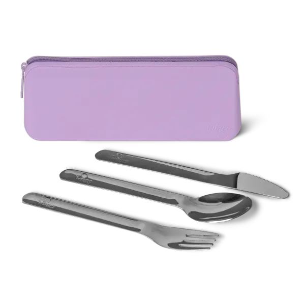 CITRON Stainless Steel Cutlery Set with Pouch - Purple