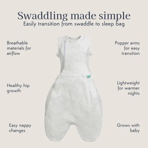 Purflo Swaddle To Sleep Bag 0.5T 0-4months - Minimal Grey 2